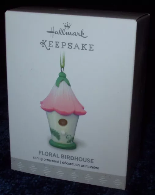 New 2017 Hallmark FLORAL BIRDHOUSE Porcelain Pink Flower Keepsake Ornament