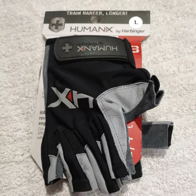 Harbinger Humanx X3 3/4 Competition Gloves Workout Cross Training Men's Large Harbinger Humanx X3 3/4 Competition Gloves Workout Cross Training Men's Large