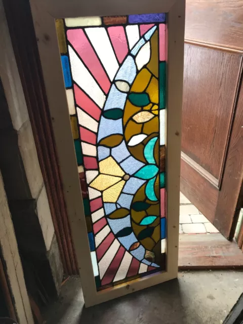 Sg 305 61 Antique kaleidoscope of colors transom window 21 x 55