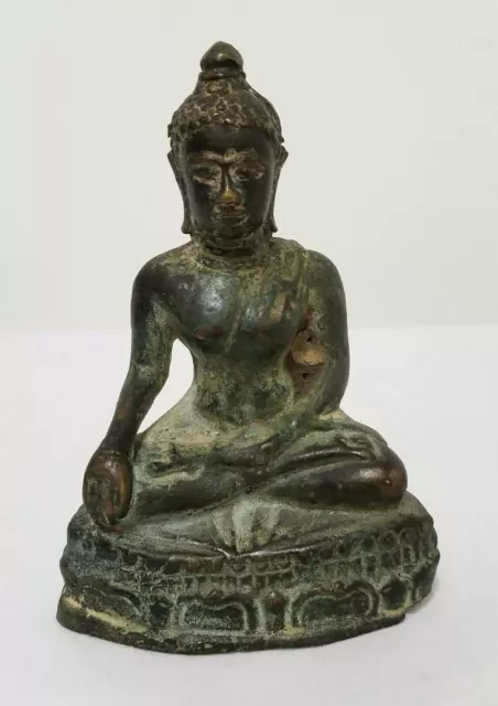 Antique Early South East Asian Bronze Thai Burmese Buddha Figure Statue