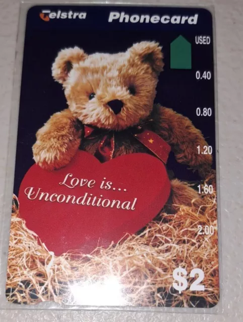 Telstra Telecom Phonecard Australia Love Is Unconditional Teddy Bear