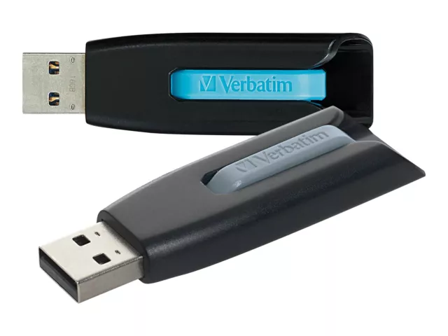 Unidad flash USB 3.0 Verbatim 128 GB Store 'n' Go V3 - 2 piezas - azul, gris (70898)