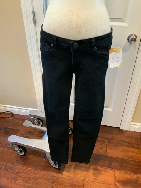 Paige “Skyline Ankle Peg” Black Denim Skinny Blue Jeans, Size 28