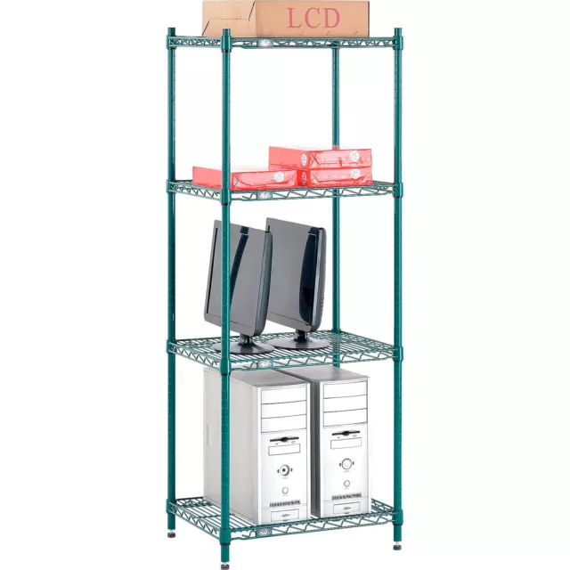 Nexel Poly-Green 4 Tier Wire Shelving Starter Unit 24"W x 18"D x 54"H