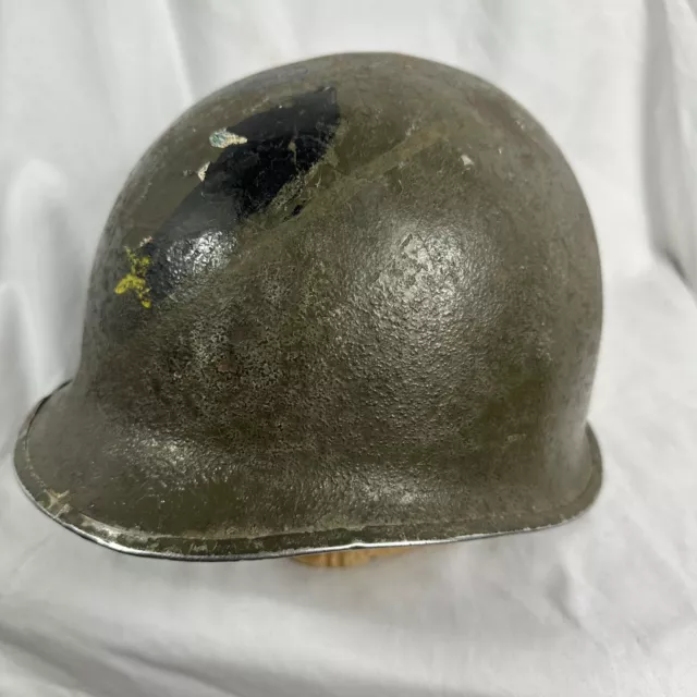 WWII US Army M-1 Helmet 2nd Div Indian Head Painted Shell Fixed Bale