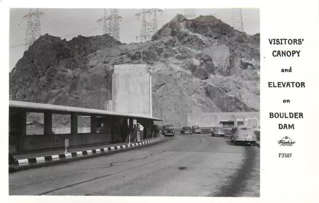 RPPC Postcard Visitors Canopy and Elevator Boulder Dam Frasher Photo F3587 NV