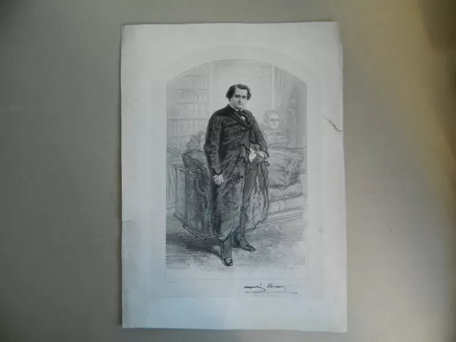 Engraving Napoleon-Jerome Bonaparte Portrait Lithography Per Gavarni Xixth