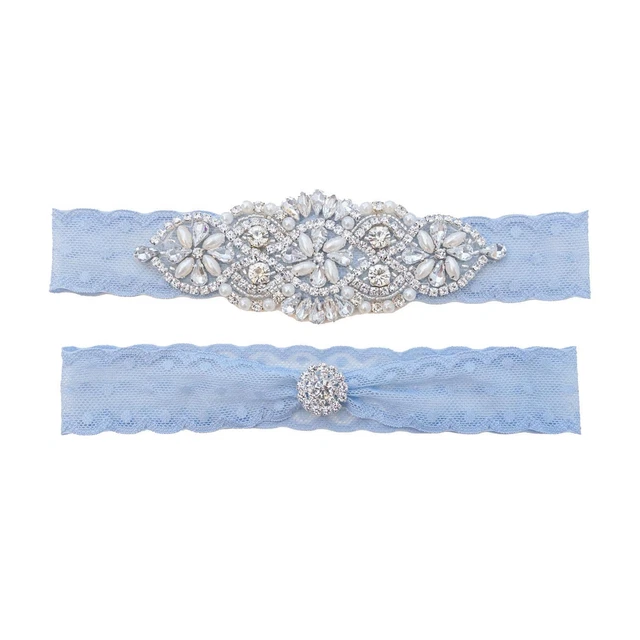 2 pezzi reggicalze da sposa con strass in pizzo con giarrettiera per le