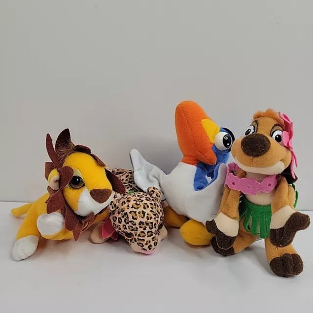 Lot of 4 Disney Lion King Plush Finger Puppet 1994 Mattel Zazu Simba Timon