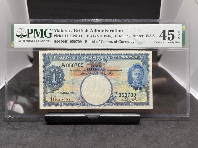 Malaya British Administration 1 Dollar 1941 - PMG 45 EPQ