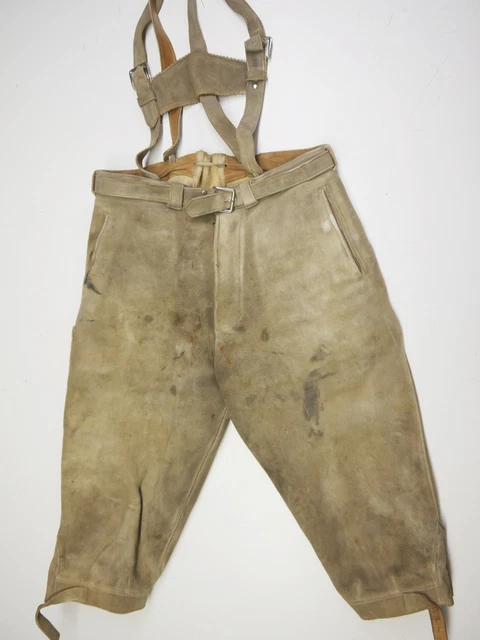 70/80er Vintage dicke Lederhose sämisch Elch-Hirschleder Kniebund grau Gr.46