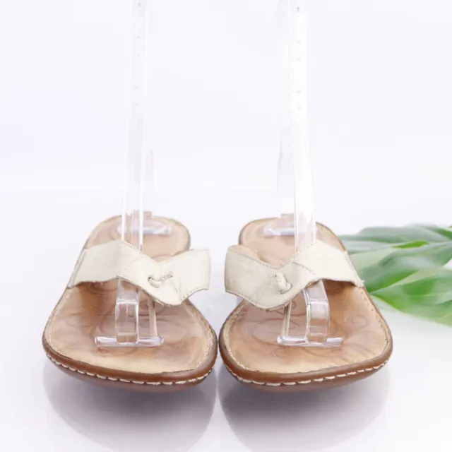 Born Women's Sandal Size 10 White Leather Thong Flip Flop Slide Comfy Bridal 2