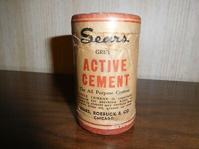 Vintage Sears ACTIVE CEMENT. RARE! Unopened container of grey cement.