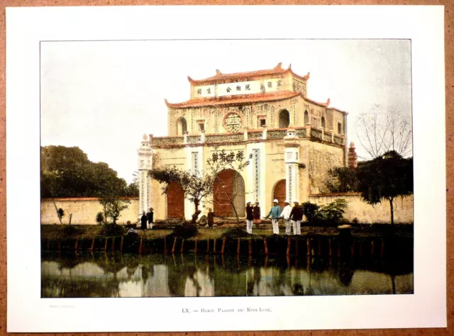 TONKIN Hanoi - Kinh Luoc Pagoda - Late 19th Engraving Photochromy Vietnam