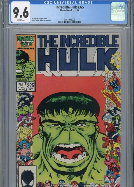 Incredible Hulk #325 Nm 9.6 Cgc White Pages Milgrom Story And Cover Geiger Art