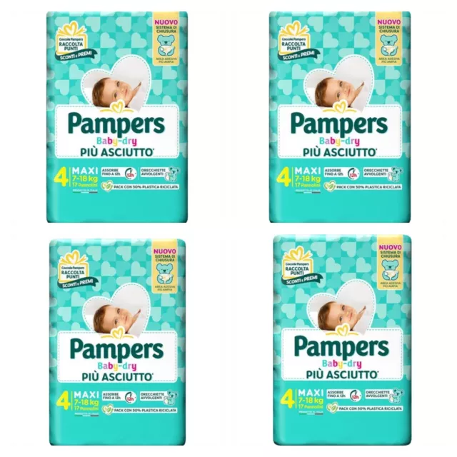 Pampers Baby Dry Pannolini Misura 4 (7-18Kg) 68 Pannolini