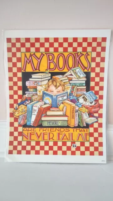 MARY ENGELBREIT "BOOKS FALL OPEN YOU FALL IN" Laminated Poster Art Print