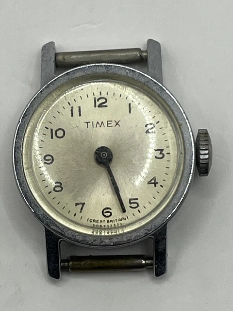 Vintage Timex Silver Tone Watch Face Made In Great Britain For Parts 22mm