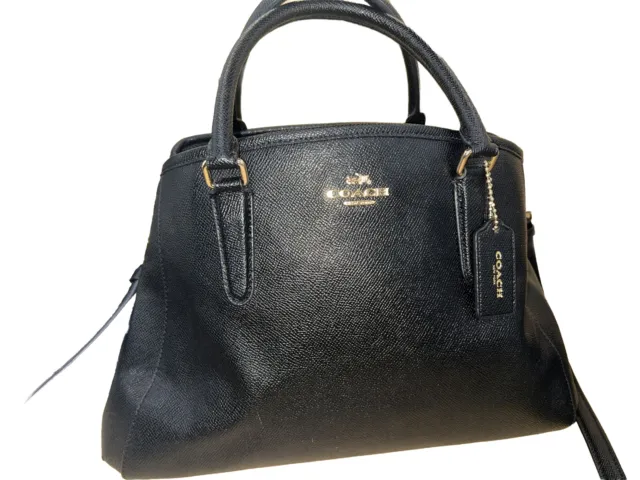 $395 COACH F57527 MARGOT Saffiano CARRYALL SMALL BLACK LEATHER SHOULDER BAG