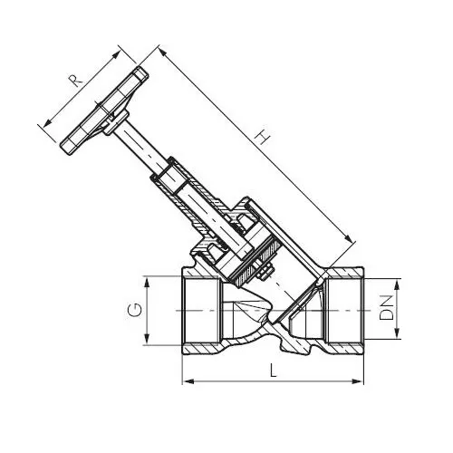 Schrägsitz-Muffen-Absperrventil (Freistromventil) DVGW geprüft Schrägsitzventil 2