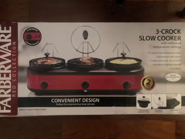 FRIENDS Triple Slow Cooker with 3 Separate 2½ Quart Inserts