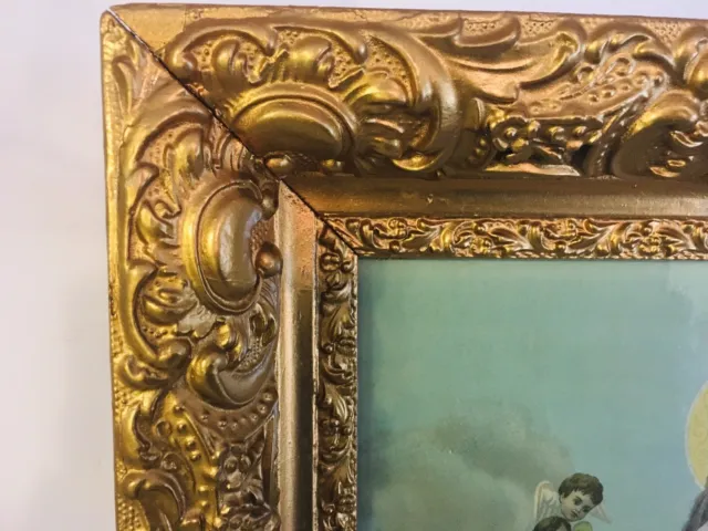 ANTIQUE FIT 11 X 15" FRENCH GOLD GILT GESSO ORNATE VICTORIAN PICTURE FRAME Litho