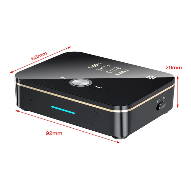 2 in 1 Transmitter Receiver Wireless NFC to 2RCA Stereo Adapter USB Bluetooth 3