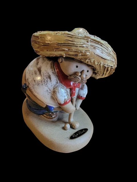 Signed Rodo Padilla Mexican Folk Art Pottery Man Golf Sculpture 6.5" Tall