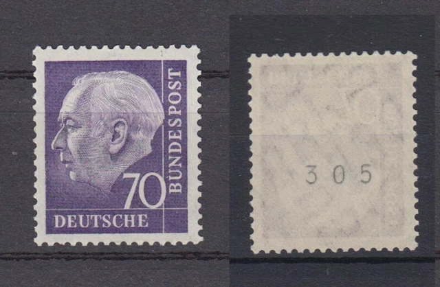 Bund 263 xw RM ungerade Nummer 305 Theodor Heuss 70 Pf postfrisch