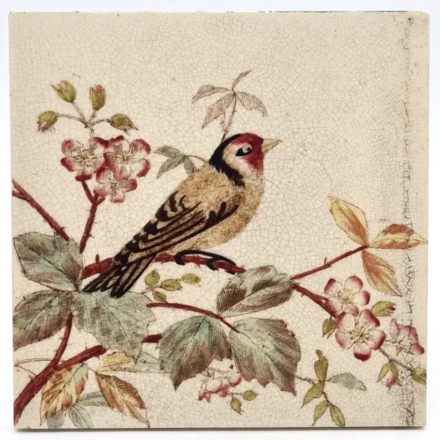 Antique Fireplace Goldfinch Tile Sherwin and Cotton C1880-1890s