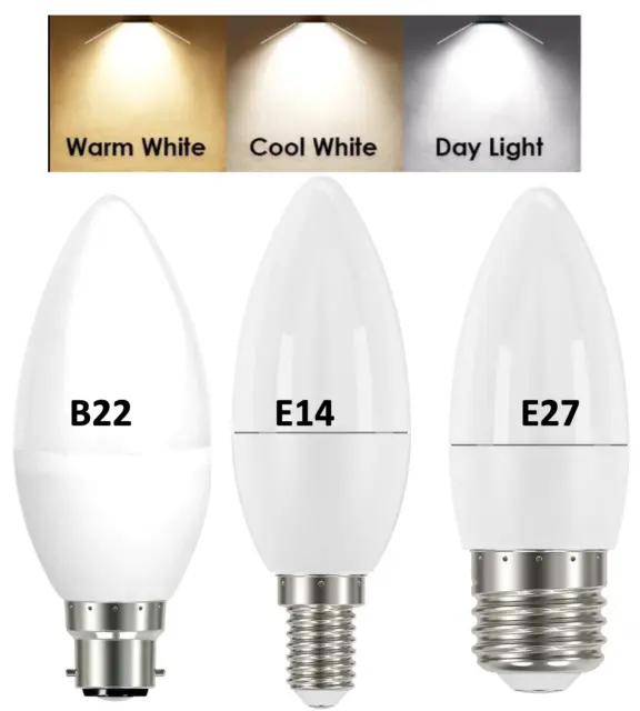 Energy Saving Led Candle Lamp Light Bulbs B22 E27 E14 Bayonet Screw Cap Everyday