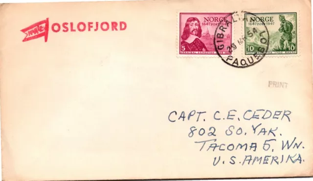 Goldpath: Norway Ship Cover Paquebot Cancel Cv488_P01