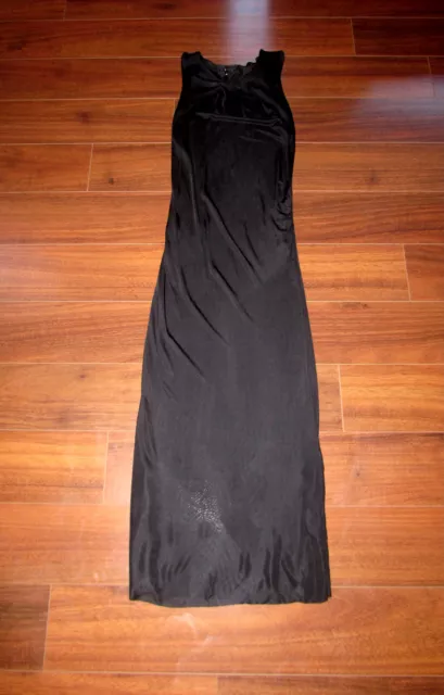 POLICI ~ Size XS ~ Made in USA 100% SILK Sleeveless High Neck Maxi Dress a73