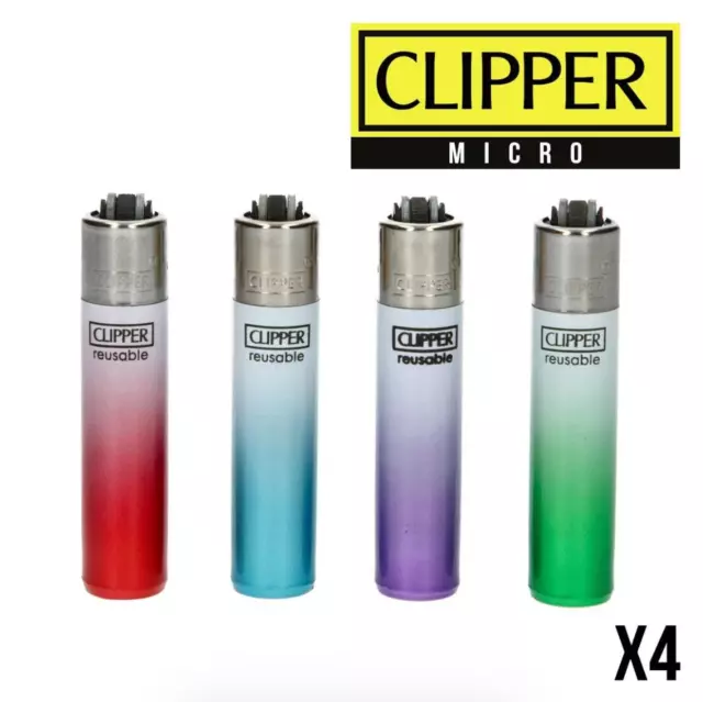 4 briquets Clipper MICRO rechargeable pierre remplaçable WHITE CRYSTAL GRADIENT