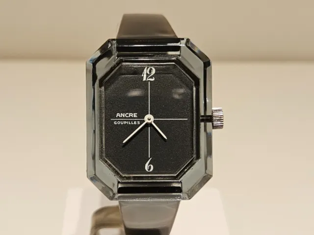Vintage Transparent Plastic Men's Ladies Swiss Mechanical Watch "Ancre"Goupilles