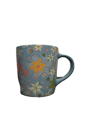 2005 Starbucks Spring Blue Floral Flowers Garden Coffee Ceramic Tea Mug 16oz