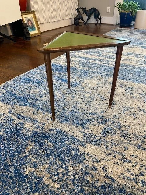 Arthur Umanoff Triangle nesting Teak Table Mid Century Modern Atomic RARE LIME