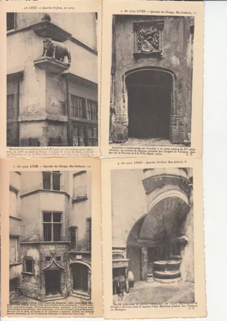 Lot de 4 cartes postales anciennes old postcards LYON VIEUX LYON 1