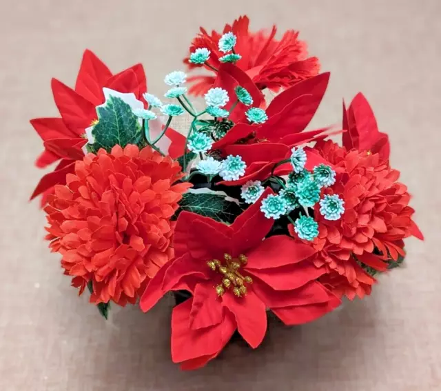 Christmas Red Carnation Grave Crem Cemetery Memorial Pot Flower Memorial Vase