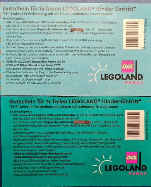 Legoland 2 x buoni ingresso bambini gratuito Legoland Günzburg stagione 2024