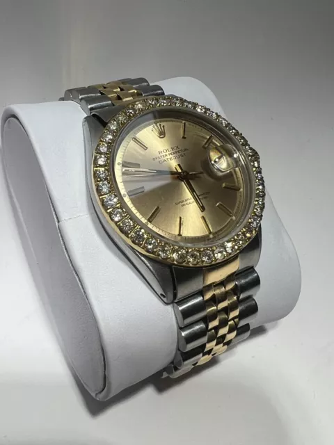 Rolex Oyster Perpetual Datejust Champagne Dial Diamond Bezel Jubilee Band