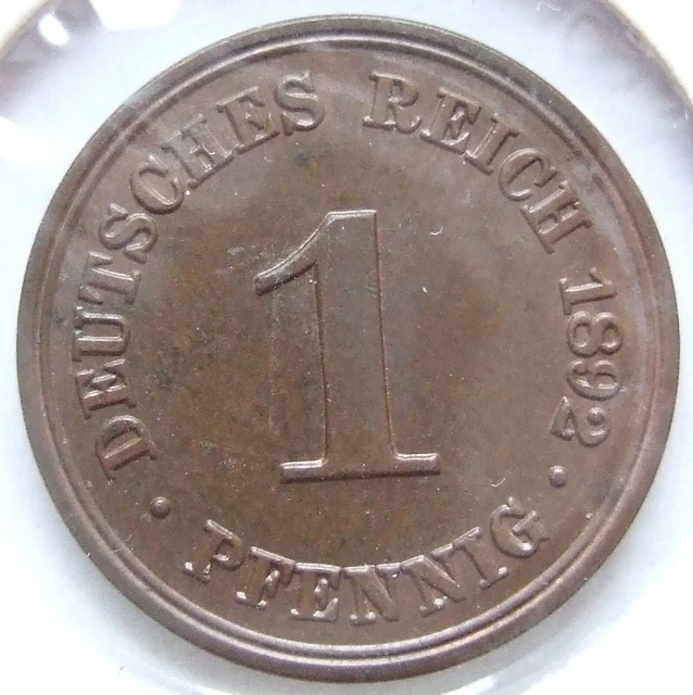 Moneta Reich Tedesco Impero Tedesco 1 Pfennig 1892 A IN Extremely fine /