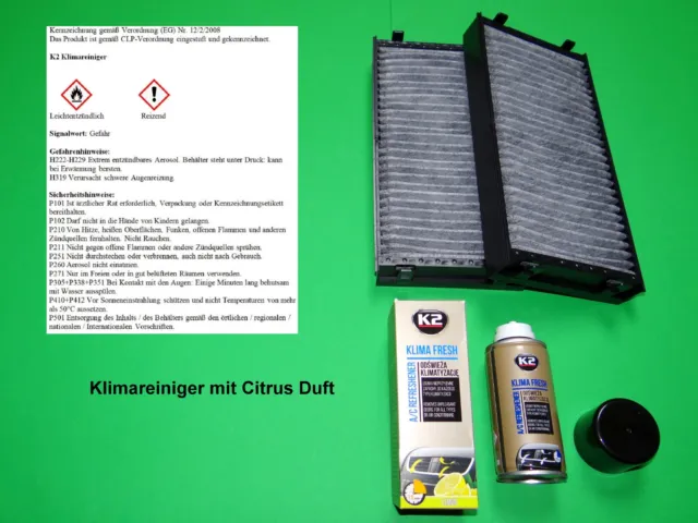 Aktivkohle Innenraumfilter + Klimareiniger (Citrus) BMW X5 E70 / F15 / F85