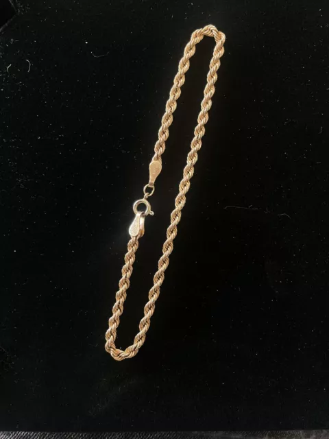 9ct Yellow Gold Fine Rope Chain Bracelet