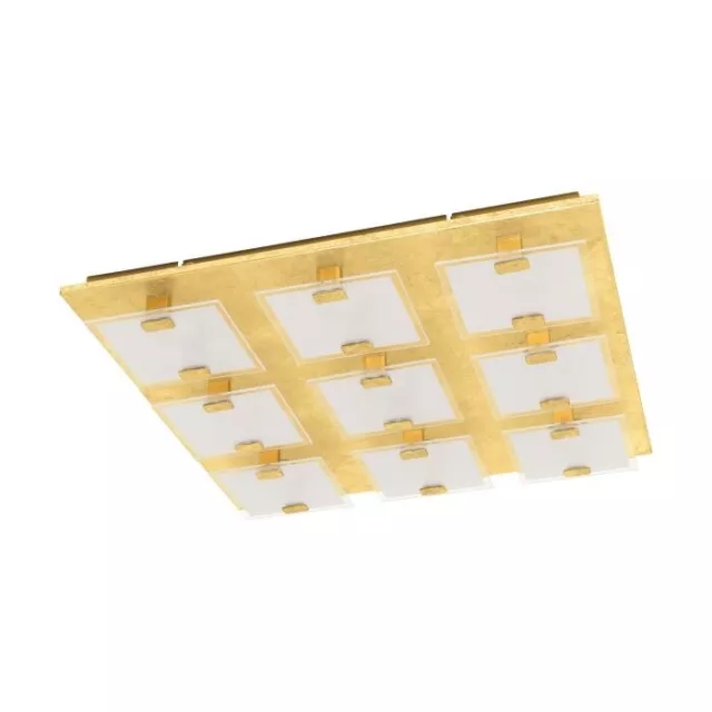 Eglo 97729 LED VICARO 1 Wand- / Deckenleuchte 9 Lichter Gold, Glas Satiniert