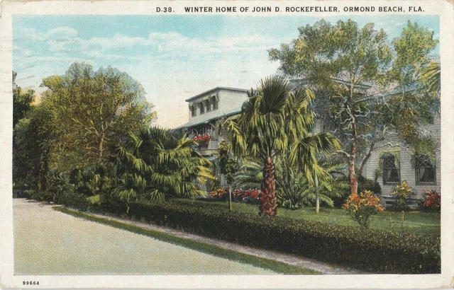 Postcard Winter Home of John D. Rockefeller Ormond Beach Florida Posted 1929