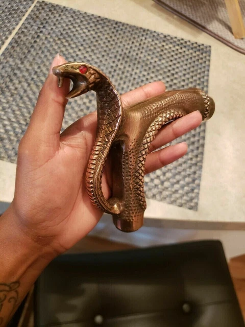 Antique Brass Cobra Snake Design Head Handle Only For Wooden Walking Stick Cane