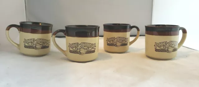 Vintage Set Of 4 Hardees Rise And Shine Mugs (3) 1986 (1) 1984 Homemade Biscuits