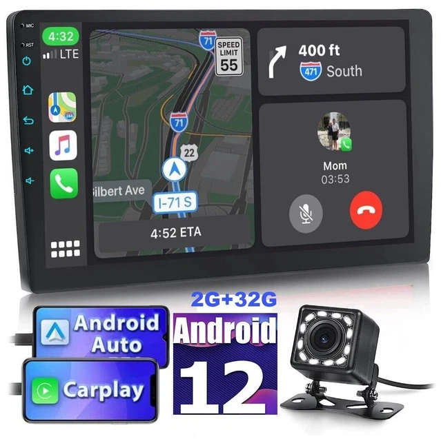 10.1" Android 12 For Apple Carplay Car Stereo Radio GPS WIFI Double 2 Din+Camera