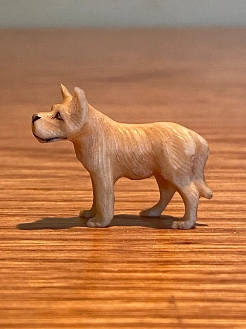 Vintage hand Carved bovine Bone dog miniature nice!